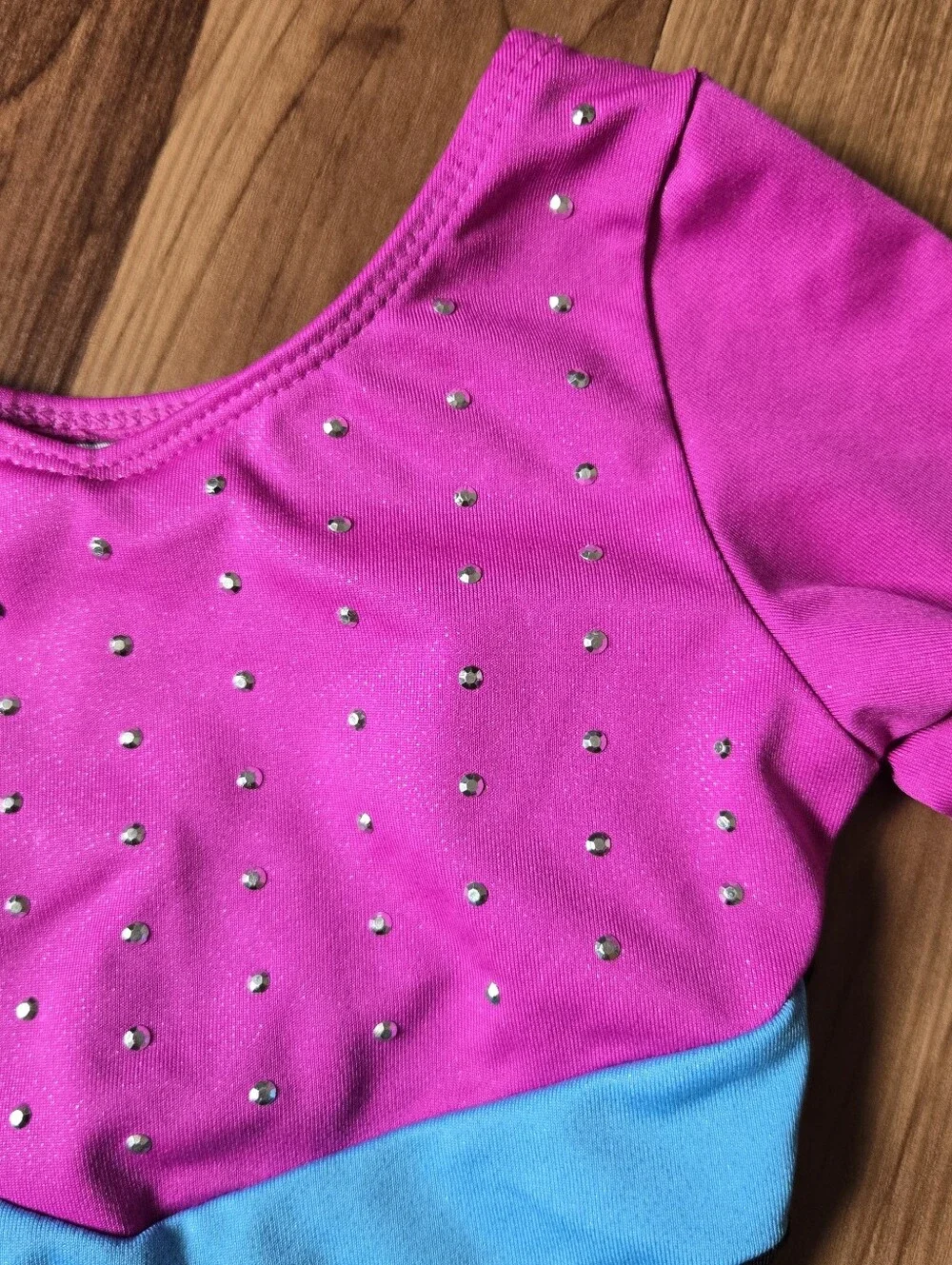 Kids Pink Blue & Black Sparkle Dance Costume Leotard Girls 4/5 VGUC